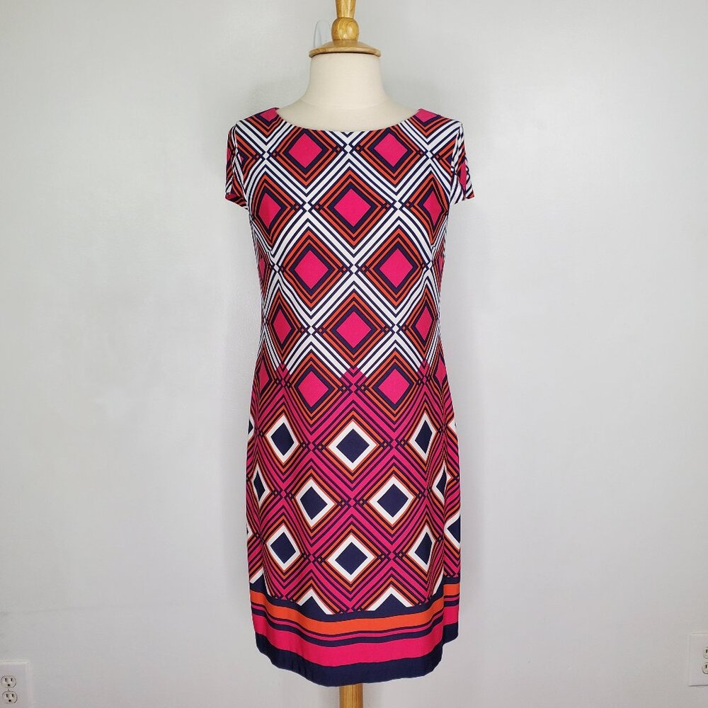 Jessica Howard Retro Geometric Cap Sleeve Dress Size M